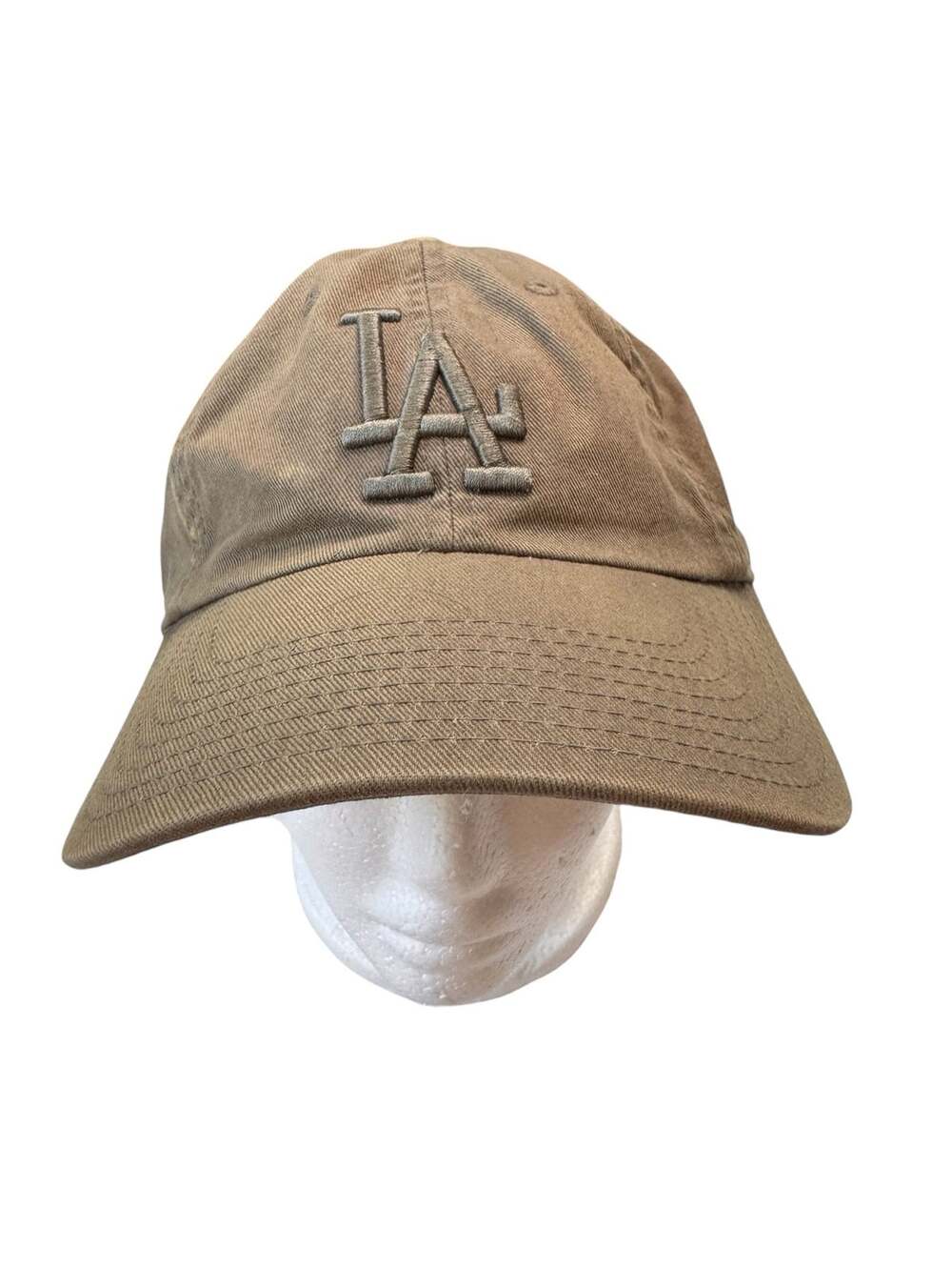 Dodgers Khaki Cotton Cap Hat with Embroidered LA Logo MLB Cooperstown Adjustable